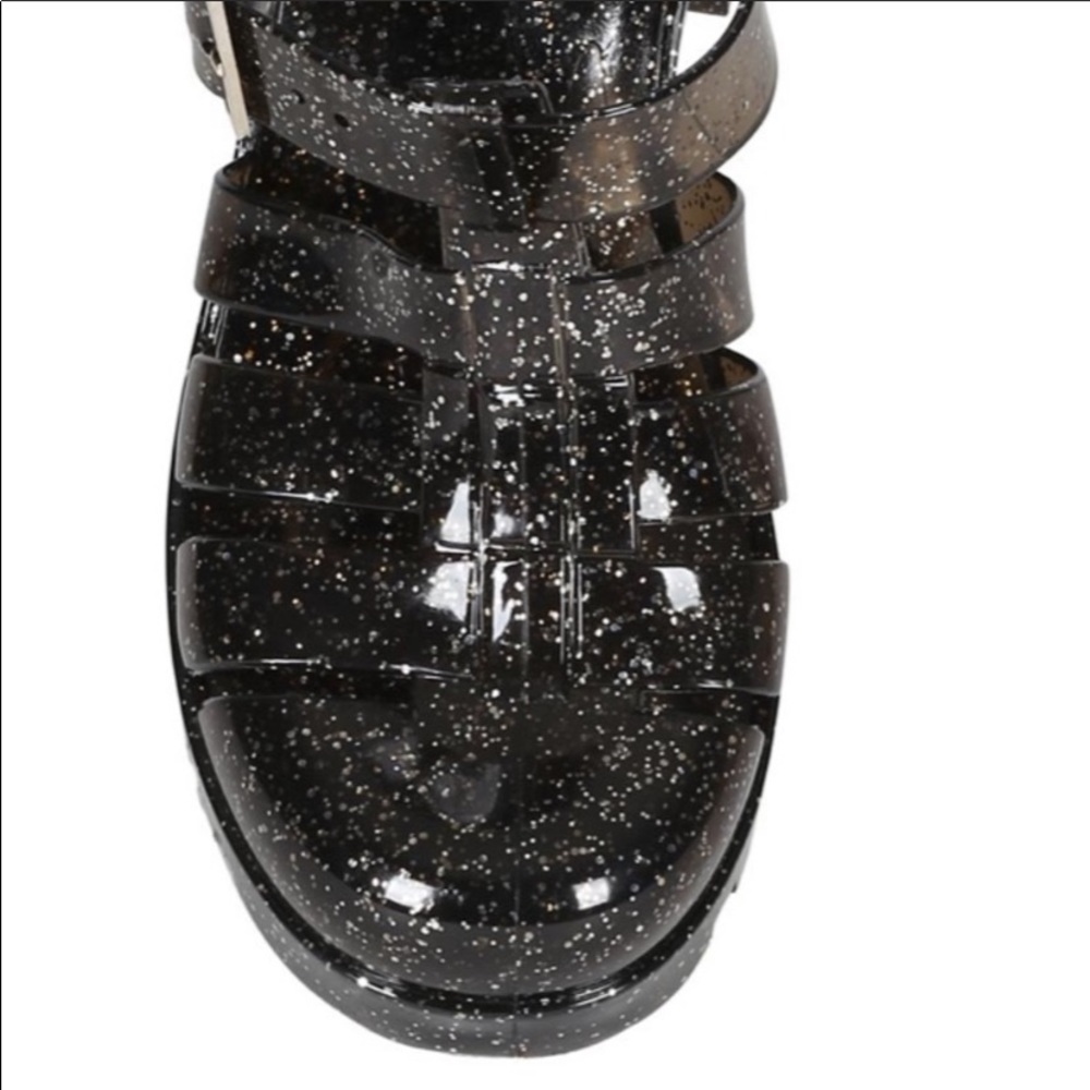 Black Chunky Heel Sandals - Picture 5 of 7